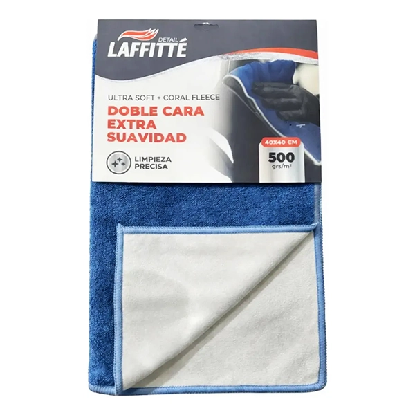 PAÑO DE MICROFIBRA DOBLE CARA 40x40 CM CORAL AZUL