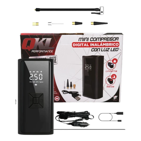 Mini compresor digital inalámbrico con luz led