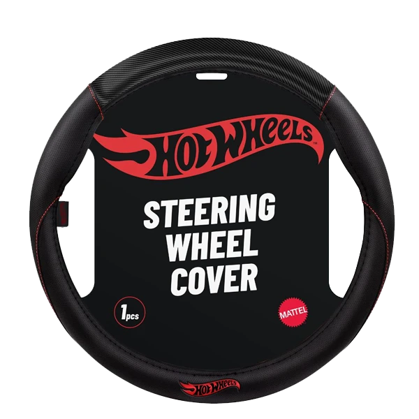 CUBRE VOLANTE HOT WHEELS NEGRO CON COSTURAS ROJAS